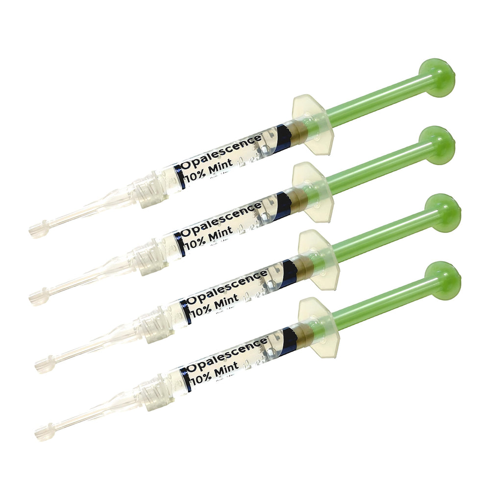 Opalescence jeringas frontales mostrando el pack y la marca para confianza profesional