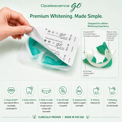 Opalescence bandeja colocada en dientes, beneficio aplicación rápida