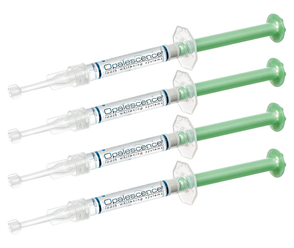 Opalescence kit empacado frontal mostrando 4 jeringas y beneficio de recarga profesional
