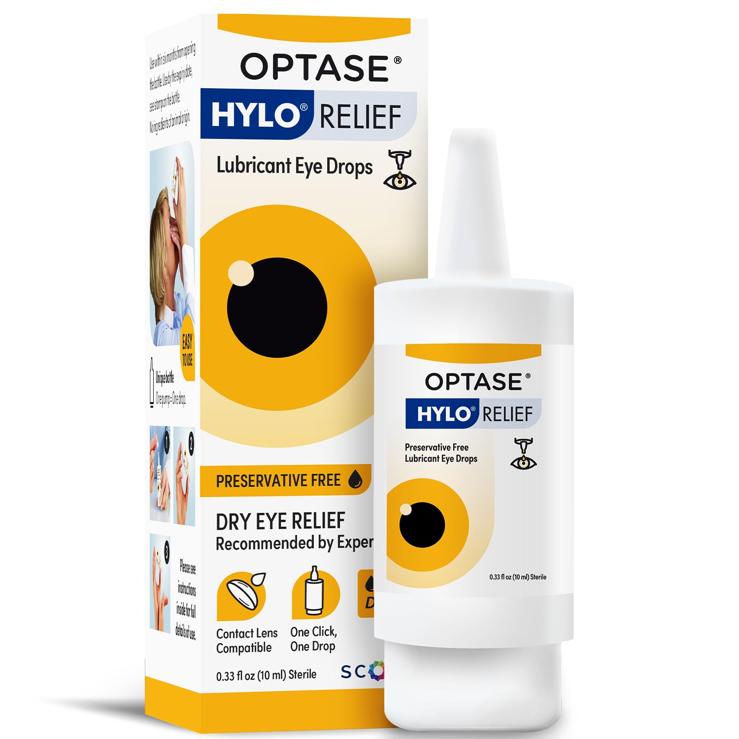 Optase frasco frontal que muestra diseño compacto y beneficio portabilidad