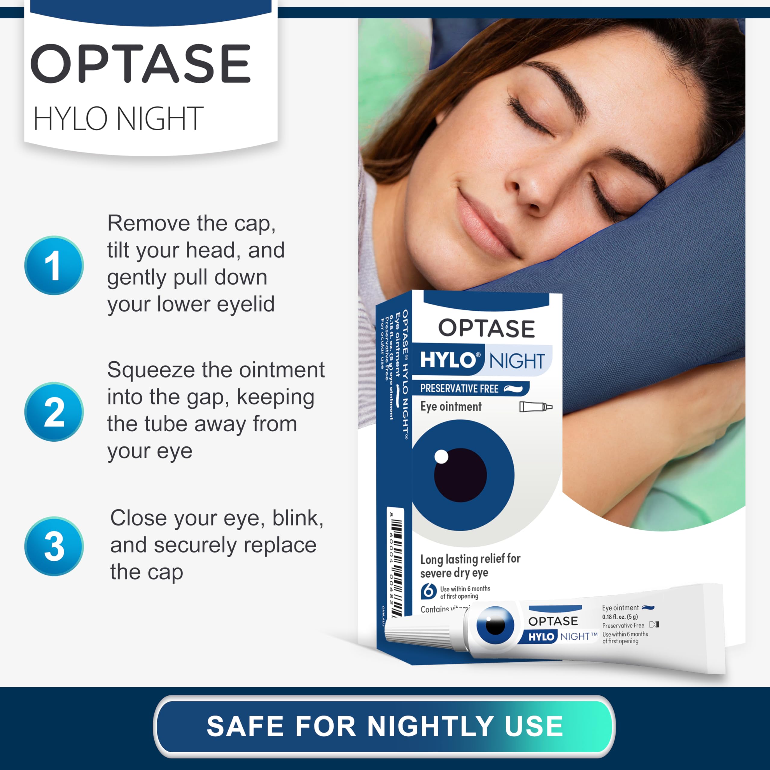 Optase HYLO Night comparación de tamaño 0.18 oz fácil de transportar
