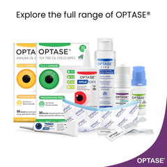 Aplicación de gotas Optase sobre ojo con lentes de contacto mostrando compatibilidad y confort
