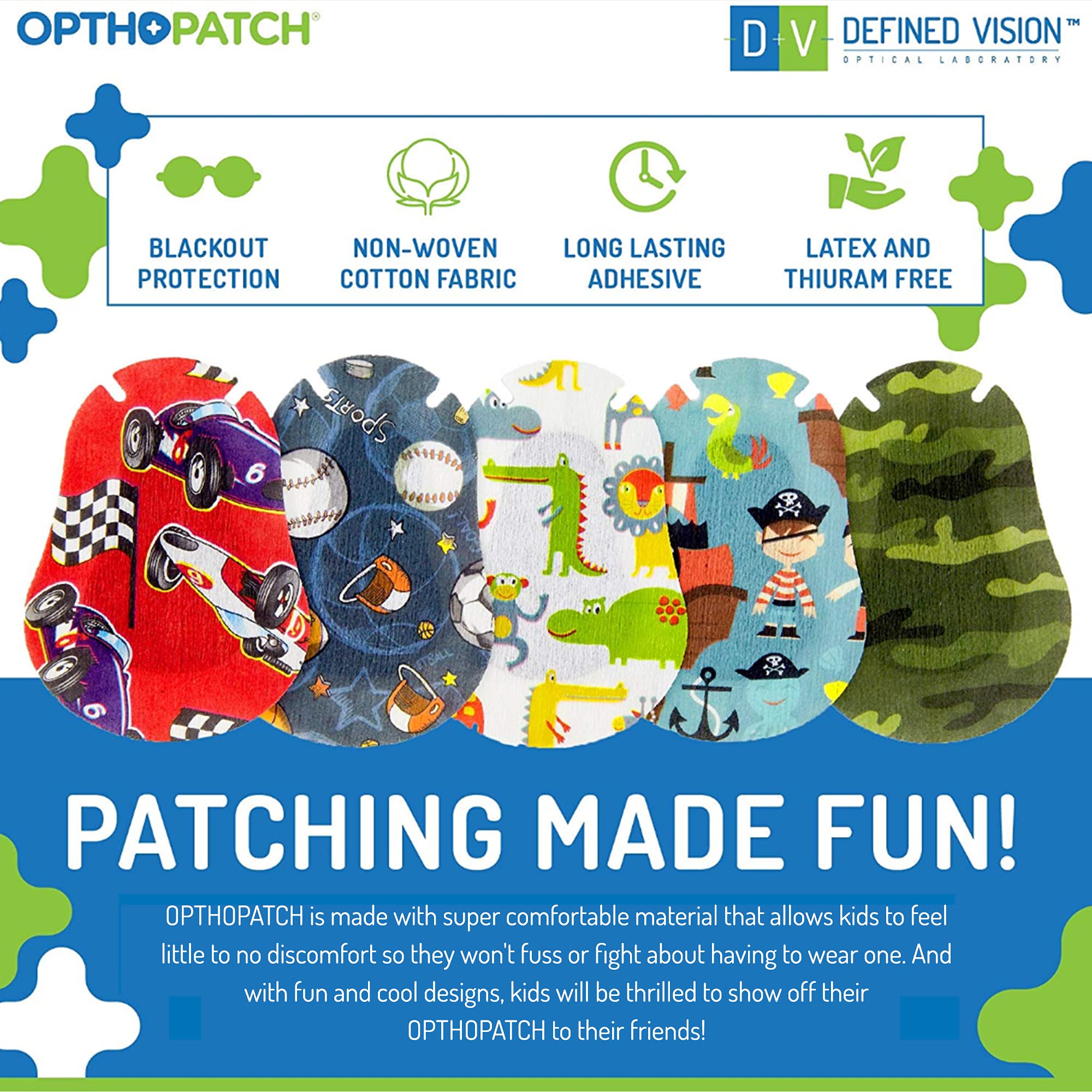 OPTHOPATCH comparación de tamaño 83x57 mm para ajuste correcto