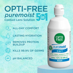 Opti-Free mano colocando lente con solución para comodidad diaria