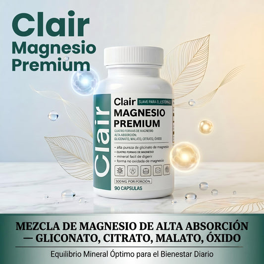 Optifusion Clair detalle de la etiqueta que destaca las cuatro formas de magnesio y limpieza de ingredientes