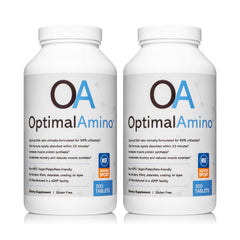 OptimalAmino envase frontal mostrando el sello y beneficio de recuperación rápida