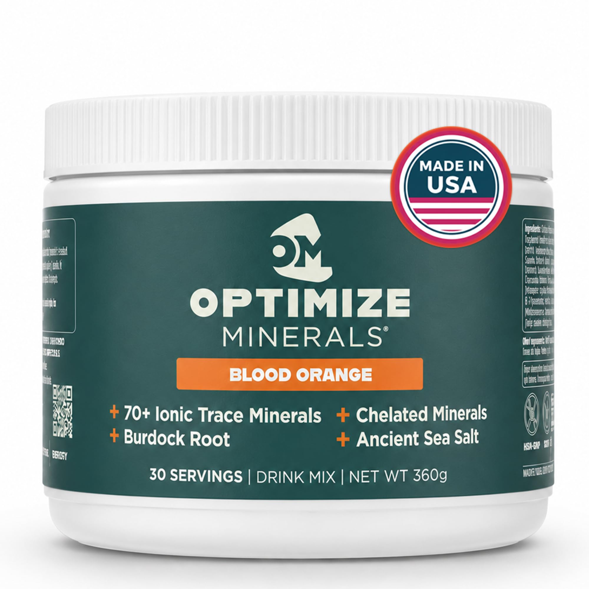 Optimize Minerals frente del envase mostrando el diseño y beneficio rápido