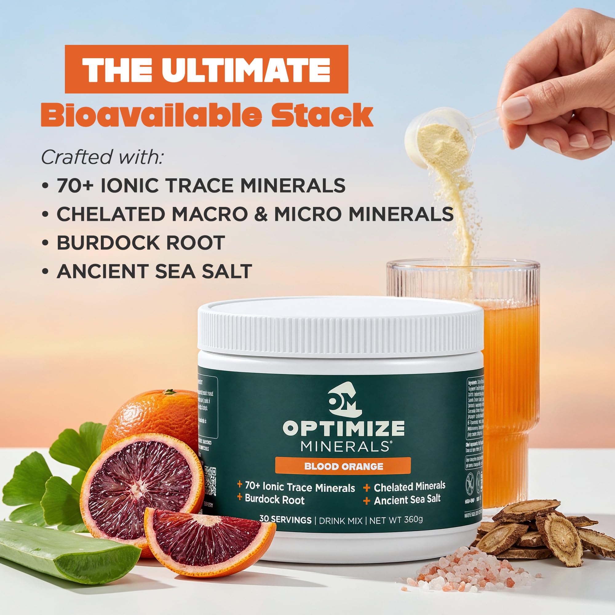Optimize Minerals polvo disuelto en vaso listo para beber, absorción inmediata