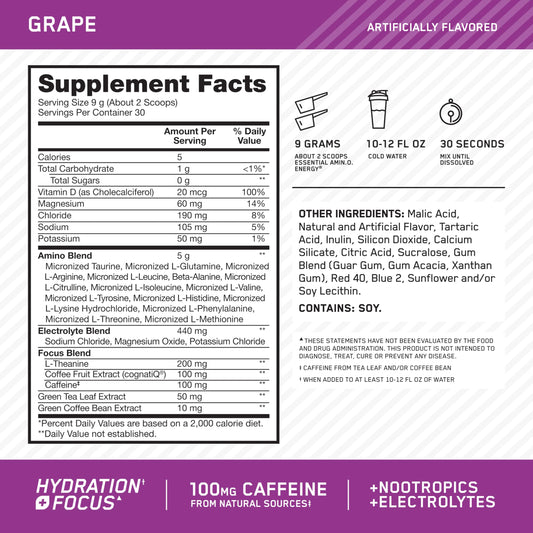 Optimum Nutrition polvo uva textura fina para mejor disolución
