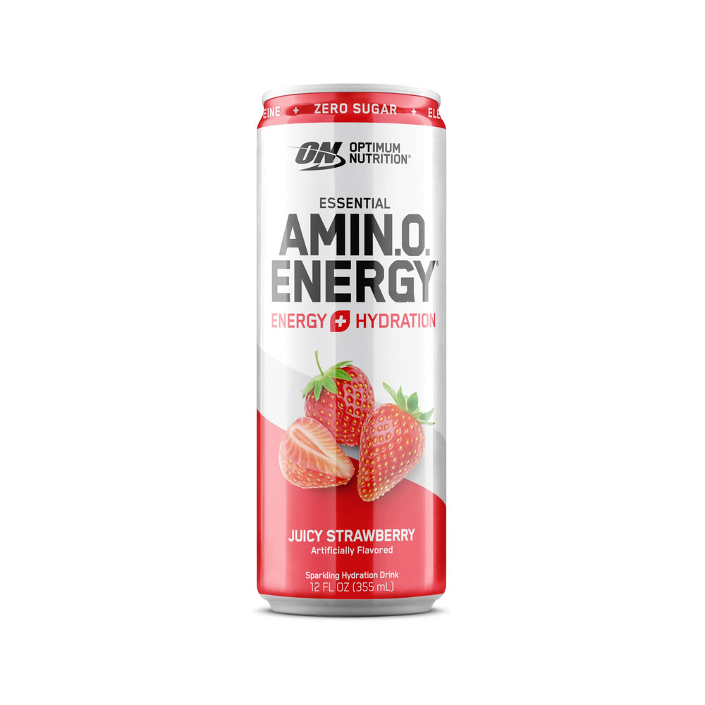 Pack de 12 latas Optimum Nutrition alineadas para almacenamiento práctico