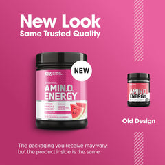 Envase Optimum Nutrition junto a una mano para comparar el tamaño y rendimiento