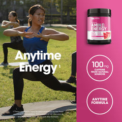 Etiqueta Optimum Nutrition con información nutricional y contenido de cafeína visible