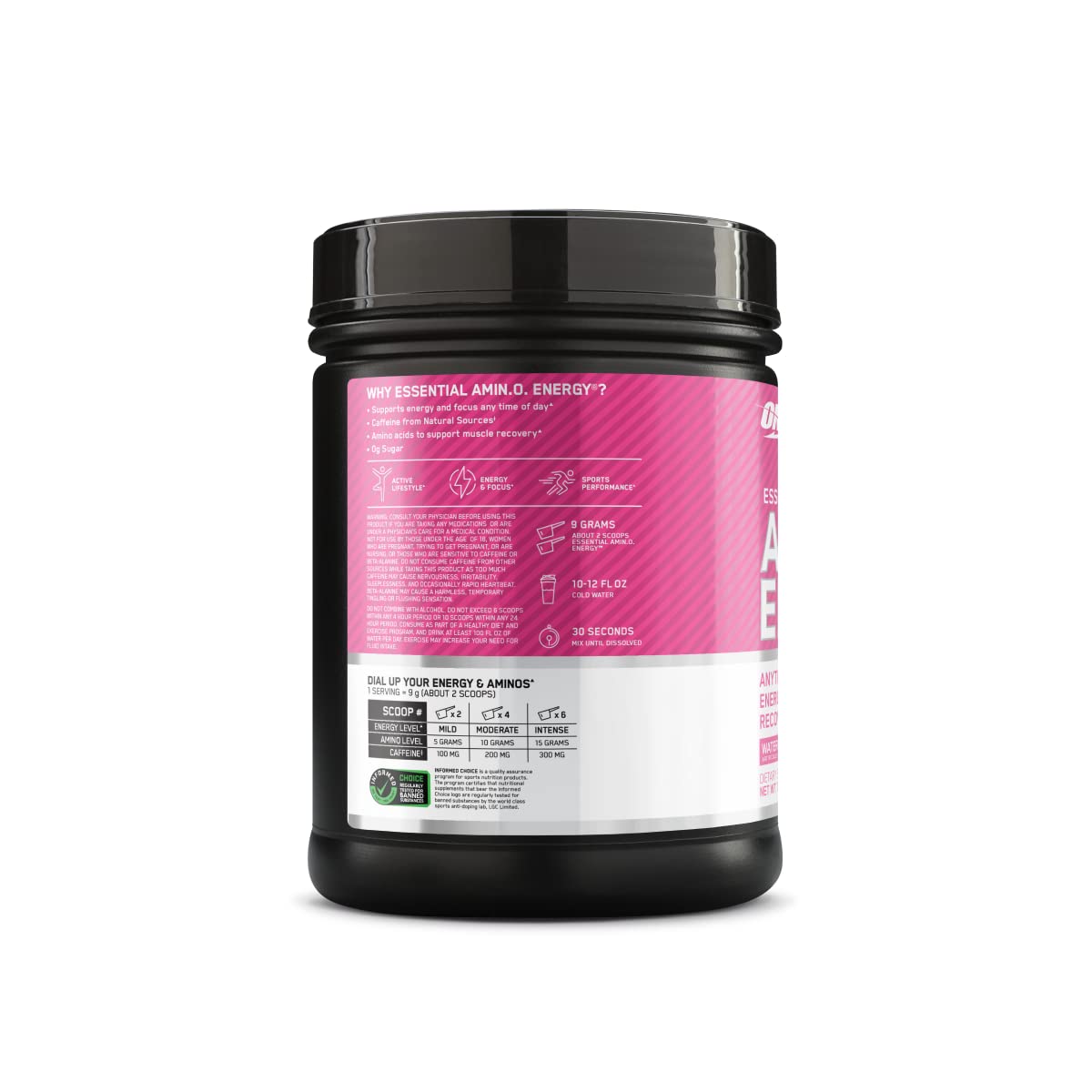 Persona en gimnasio tomando Optimum Nutrition Amino Energy para enfoque y energía