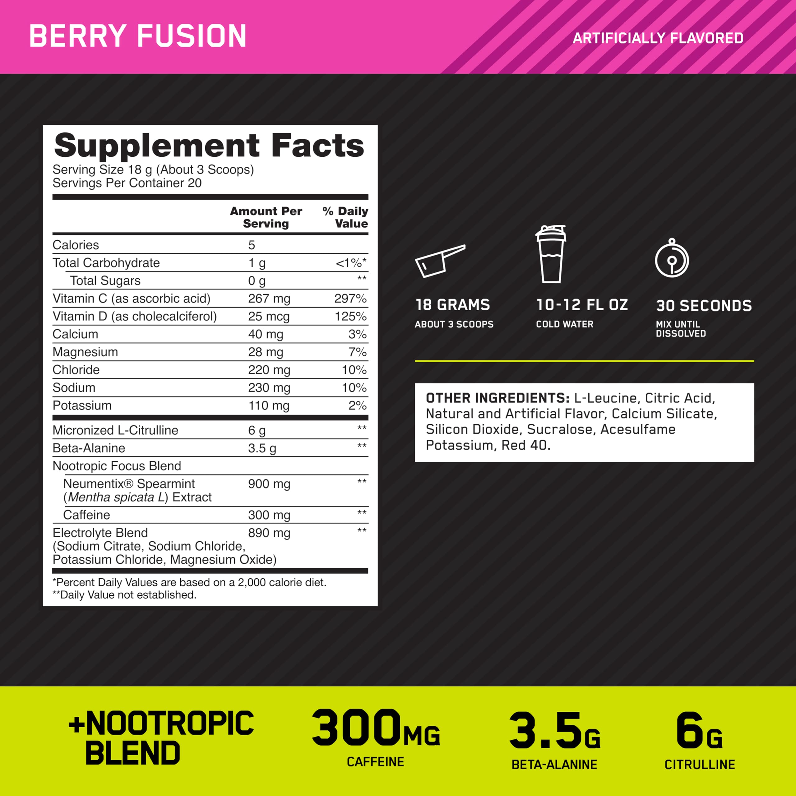Optimum Nutrition Amped servido en vaso tras batir, ilustrando facilidad de disolución y energía