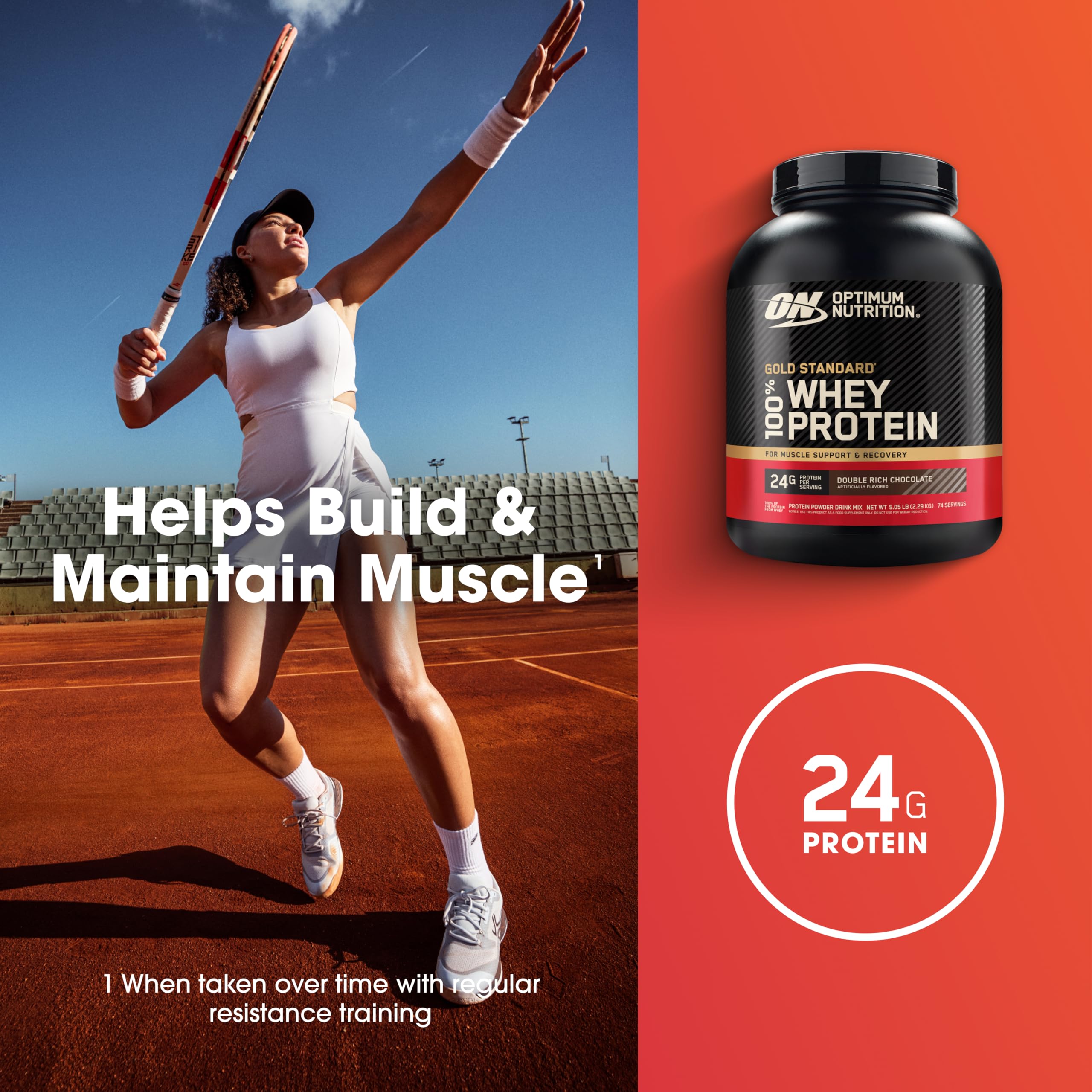 Optimum Nutrition batido servido en vaso listo para consumo post-entrenamiento