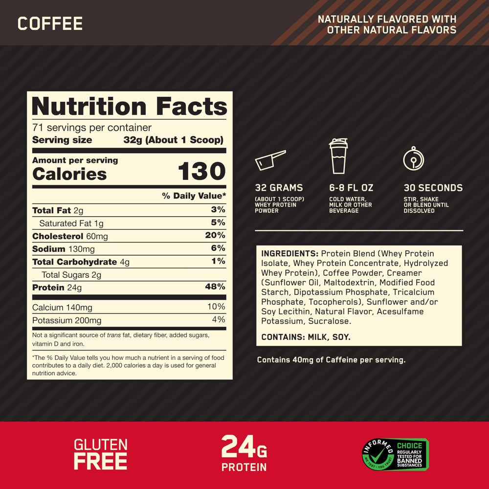 Optimum Nutrition batido servido para consumo inmediato y recuperación eficaz