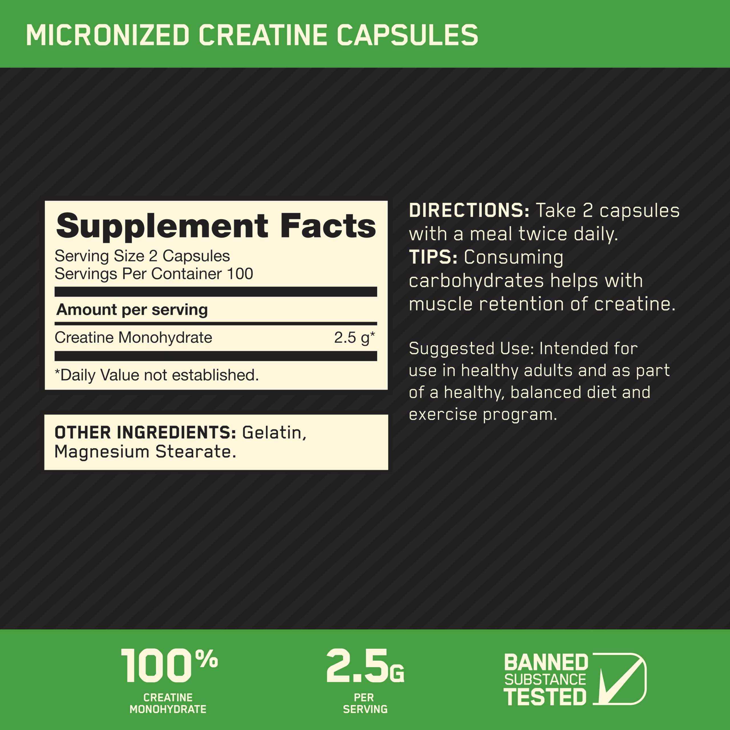 Optimum Nutrition cápsulas en mano para una toma rápida y conveniente