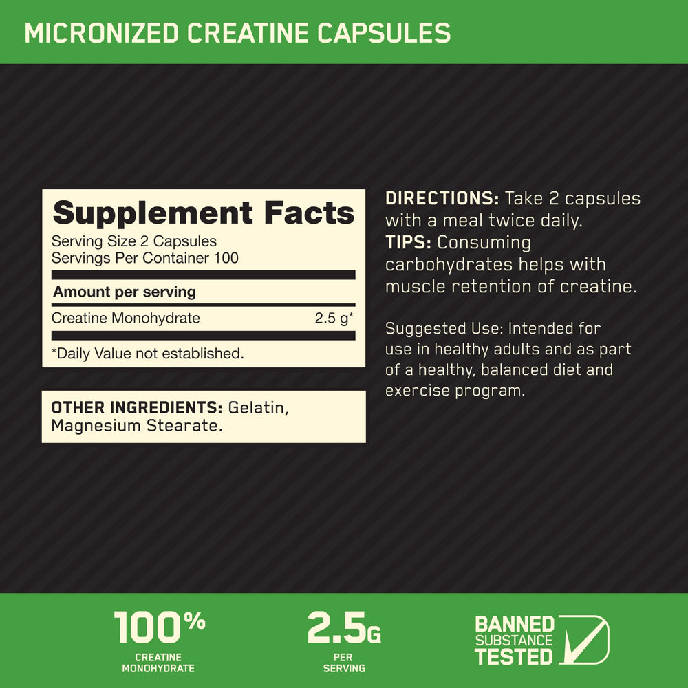 Optimum Nutrition cápsulas en mano para una toma rápida y conveniente