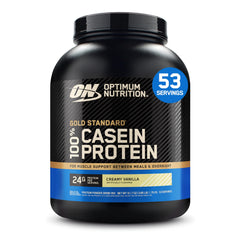 Optimum Nutrition envase frontal que muestra tamaño y sabor, ideal para planificación
