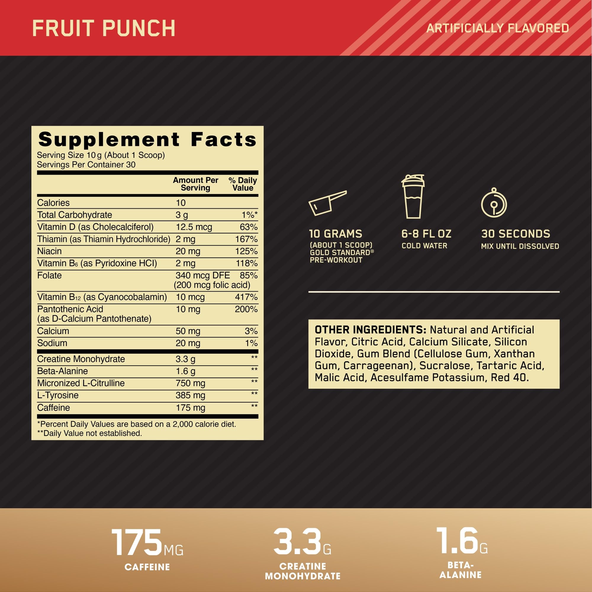Optimum Nutrition tapa y medidor para dosificar fácilmente antes del entrenamiento
