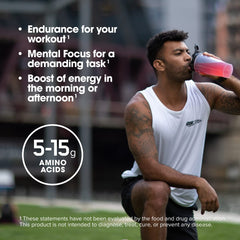 Optimum Nutrition envase junto a mano para comparar tamaño y porciones