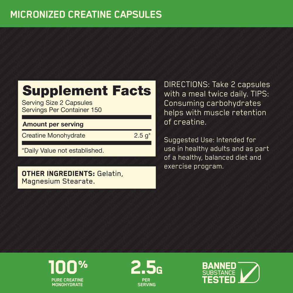 Optimum Nutrition cápsulas en mano para consumo fácil y portátil