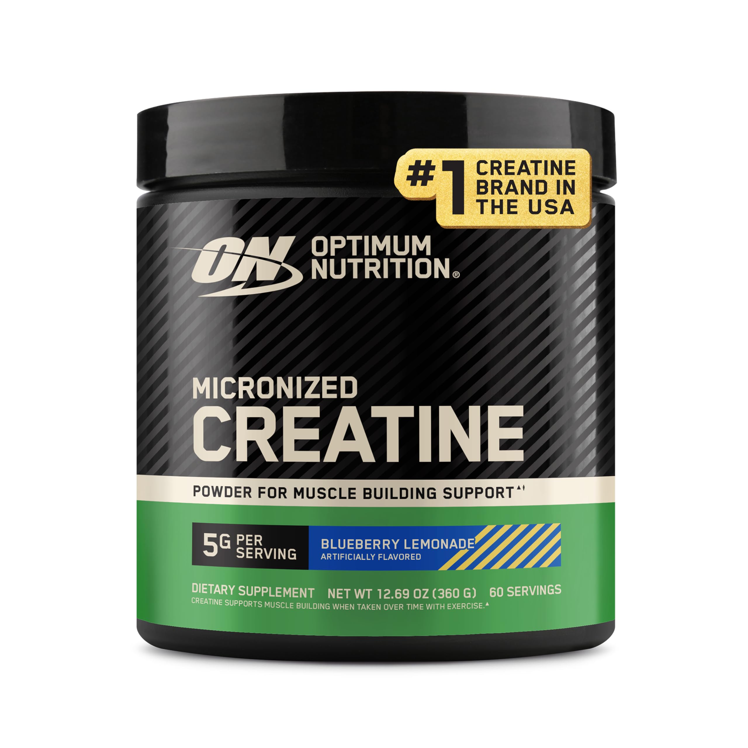 Optimum Nutrition envase frontal mostrando diseño y sabor Blueberry Lemonade