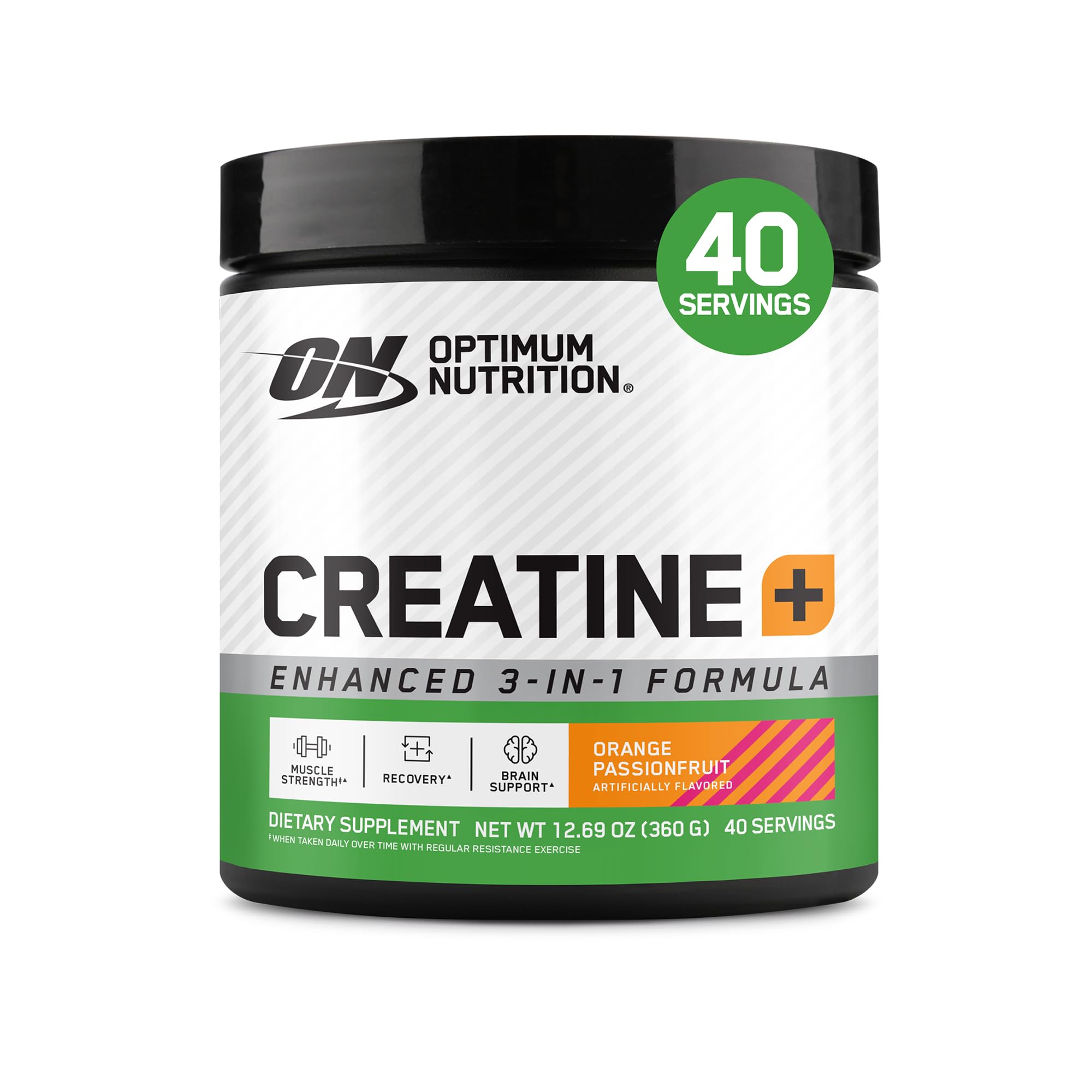 Optimum Nutrition envase frontal mostrando etiqueta clara y sabor naranja maracuyá