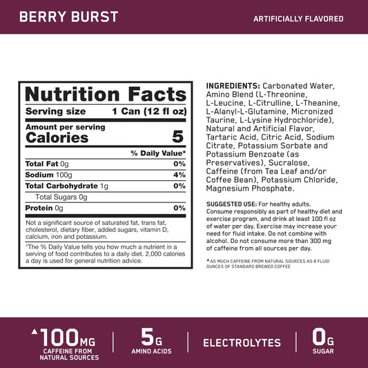 Optimum Nutrition detalle de etiqueta con ingredientes clave y beneficios