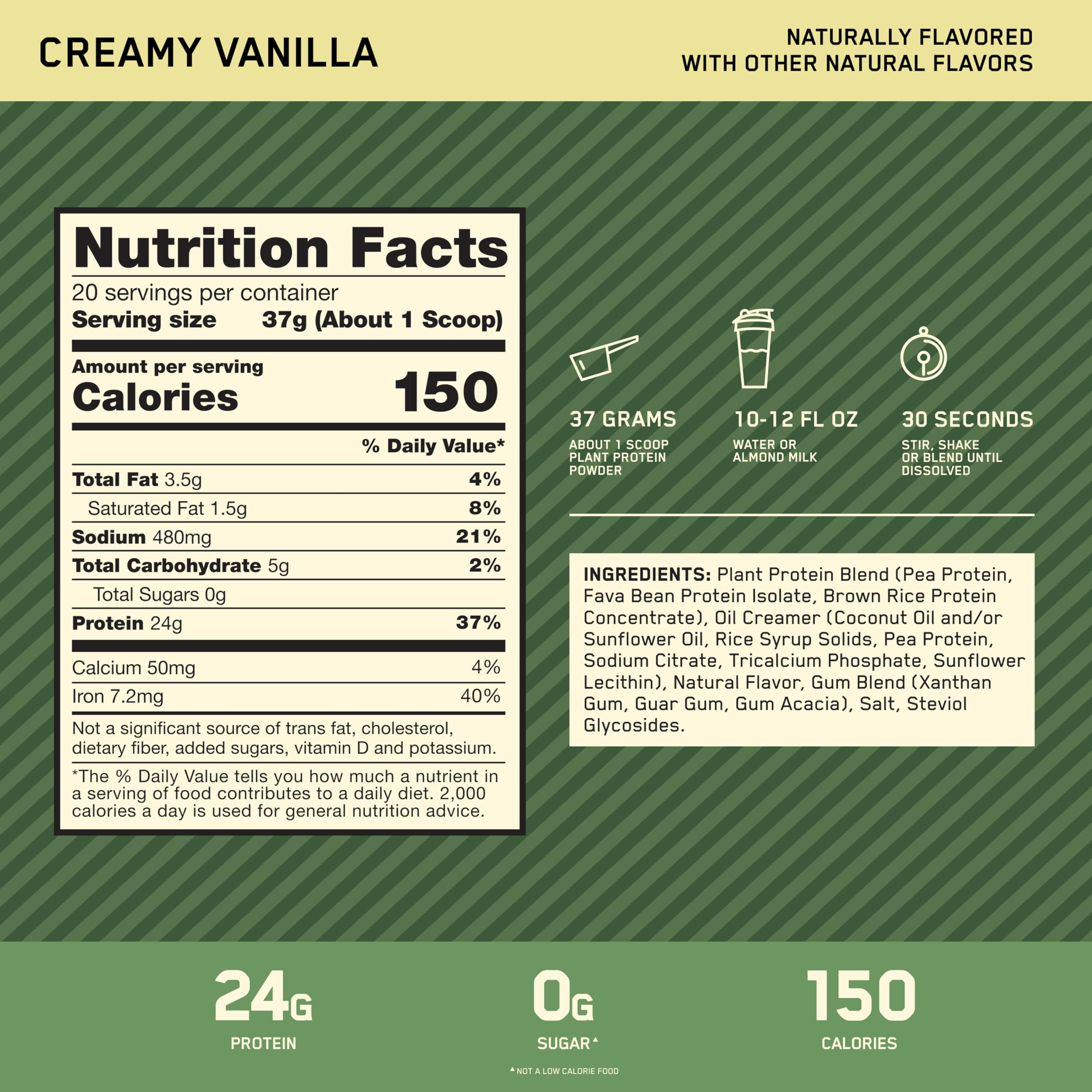 Optimum Nutrition etiqueta con ingredientes y aminoácidos, información clara