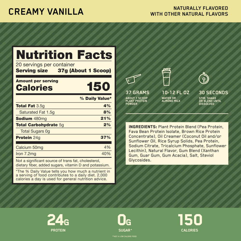 Optimum Nutrition etiqueta con ingredientes y aminoácidos, información clara