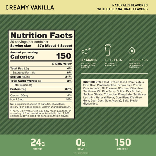 Optimum Nutrition etiqueta con ingredientes y aminoácidos, información clara