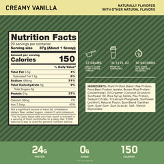 Optimum Nutrition etiqueta con ingredientes y aminoácidos, información clara