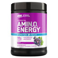 Optimum Nutrition envase frontal sabor uva mostrando beneficio energía