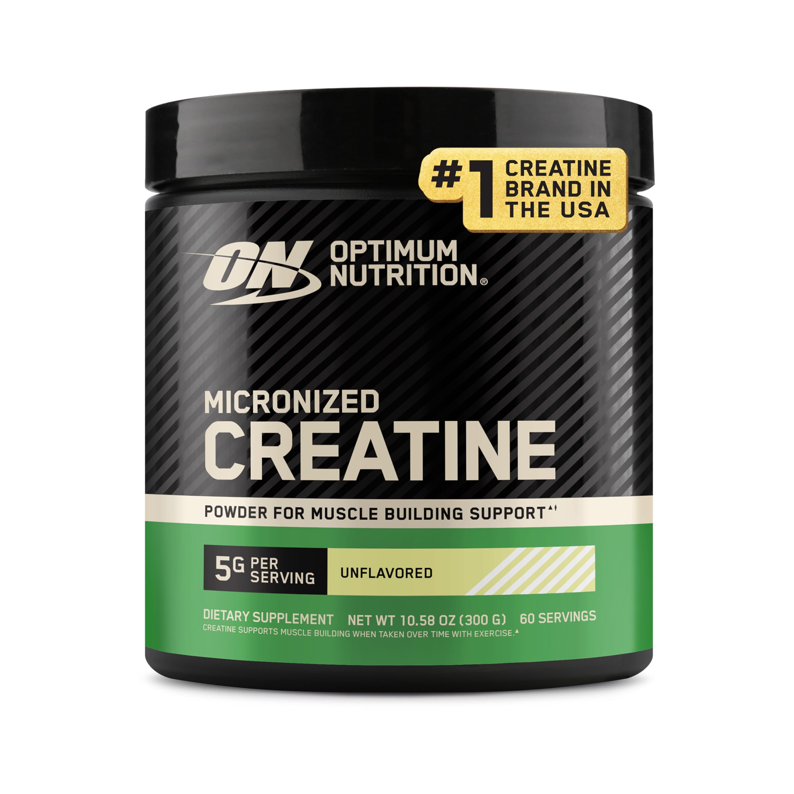 Optimum Nutrition envase frontal que muestra el producto y su beneficio de pureza