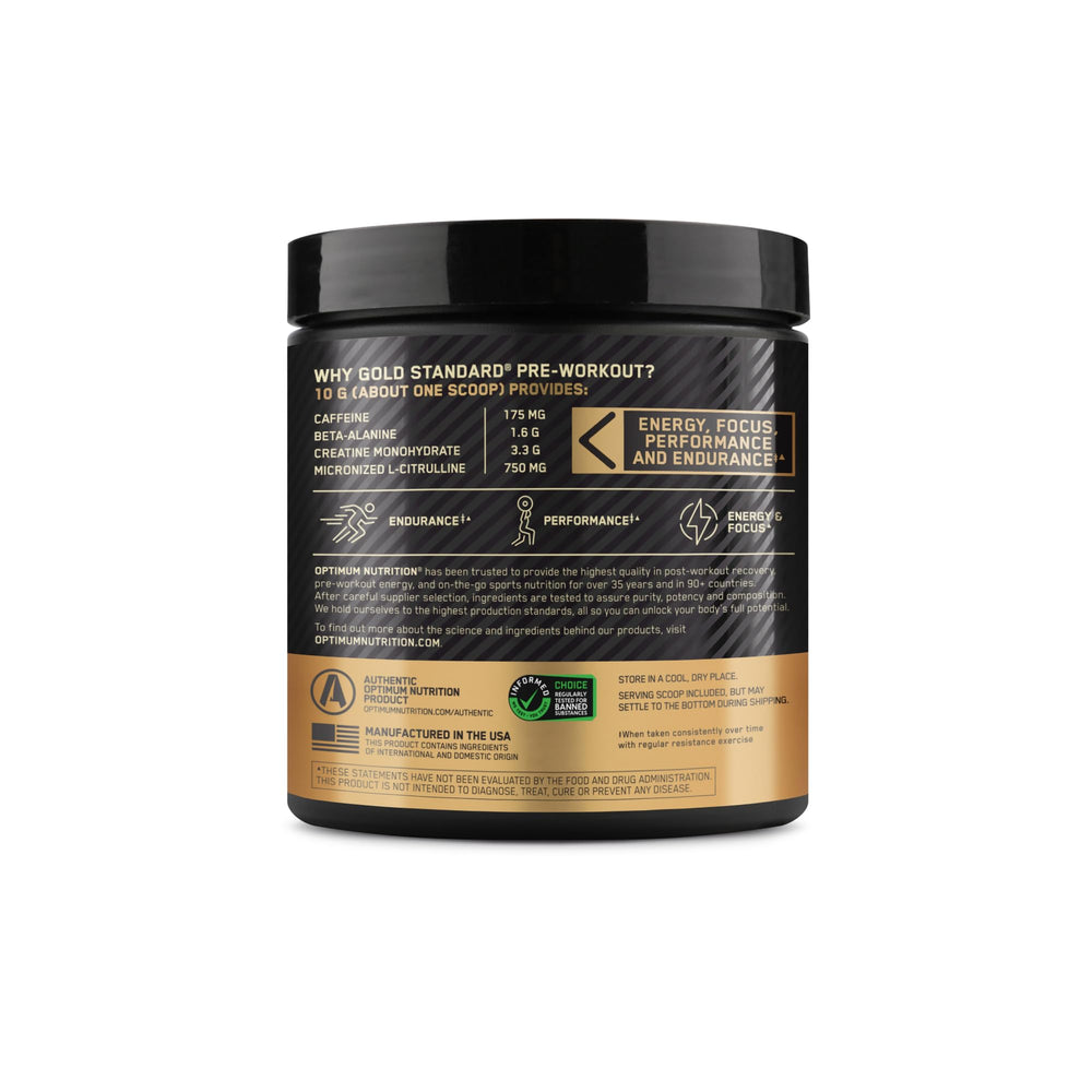 Persona entrenando con Optimum Nutrition mostrando uso antes de levantar pesas