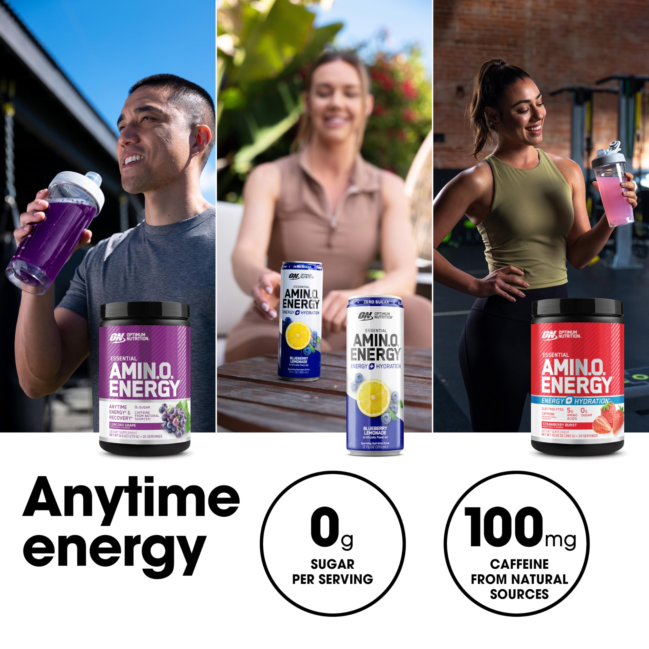 Optimum Nutrition botella en gimnasio estilo de vida, beneficio uso práctico durante ejercicio