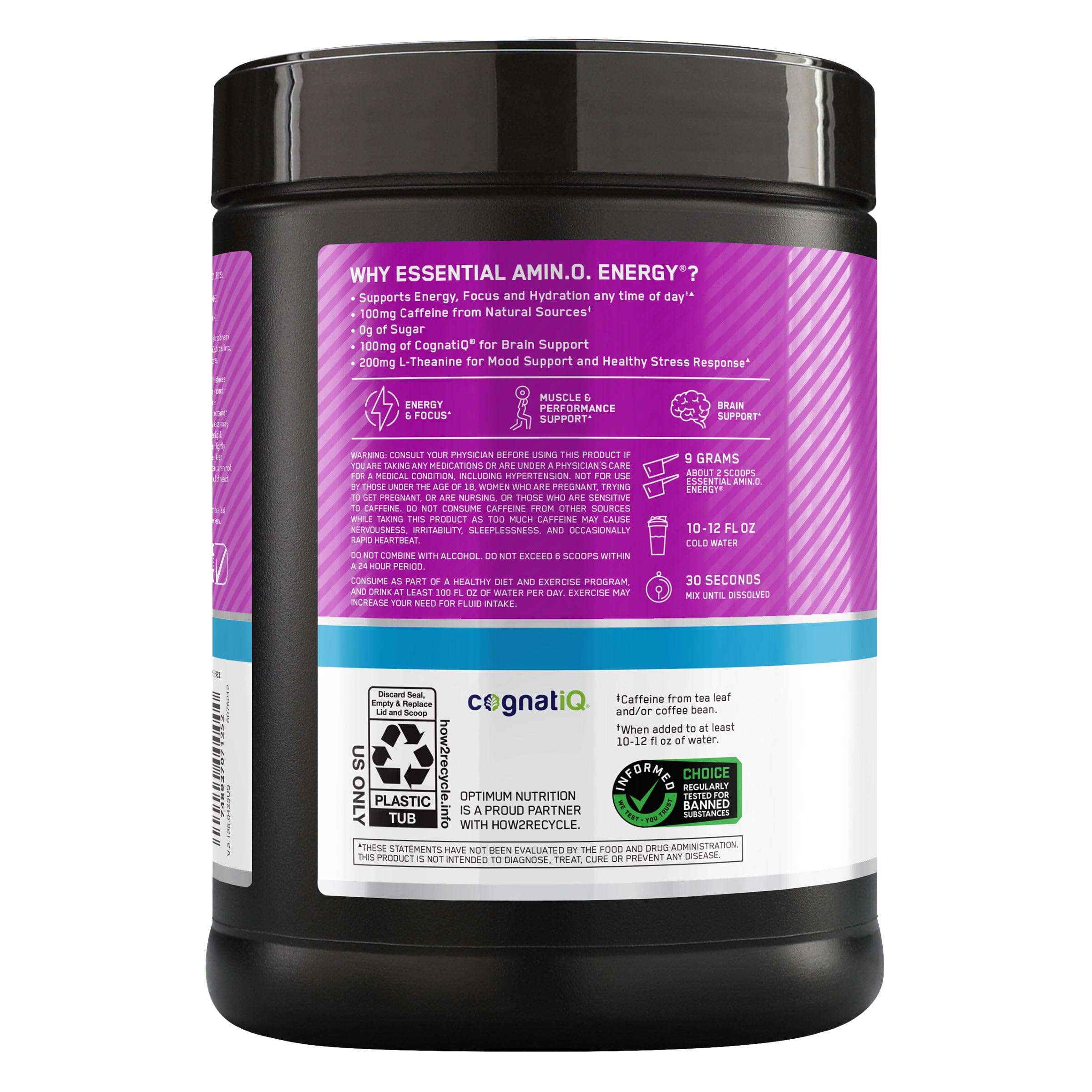 Optimum Nutrition uso en gimnasio antes de entrenamiento para enfoque