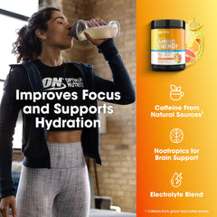Etiqueta Optimum Nutrition con lista de ingredientes y electrolitos visibles