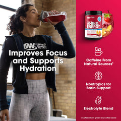 Optimum Nutrition etiqueta con información nutricional y ingredientes clave visible