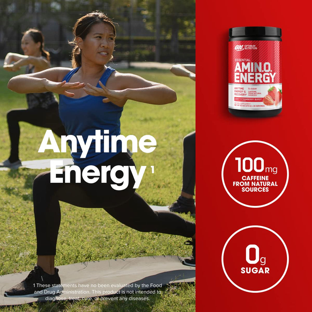 Optimum Nutrition etiqueta nutricional enfocada en aminoácidos y cafeína