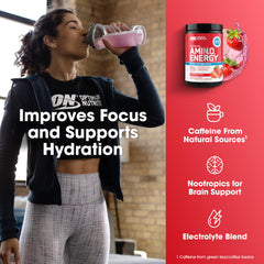 Optimum Nutrition etiqueta nutricional clara con ingredientes y electrolitos