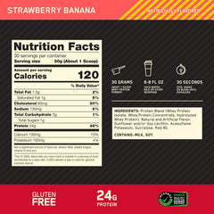 Vaso agitador con Optimum Nutrition Fresa Banana mezclado para una recuperación post-entrenamiento