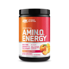 Optimum Nutrition frasco frontal Peach Mango Tango mostrando el diseño y cantidad