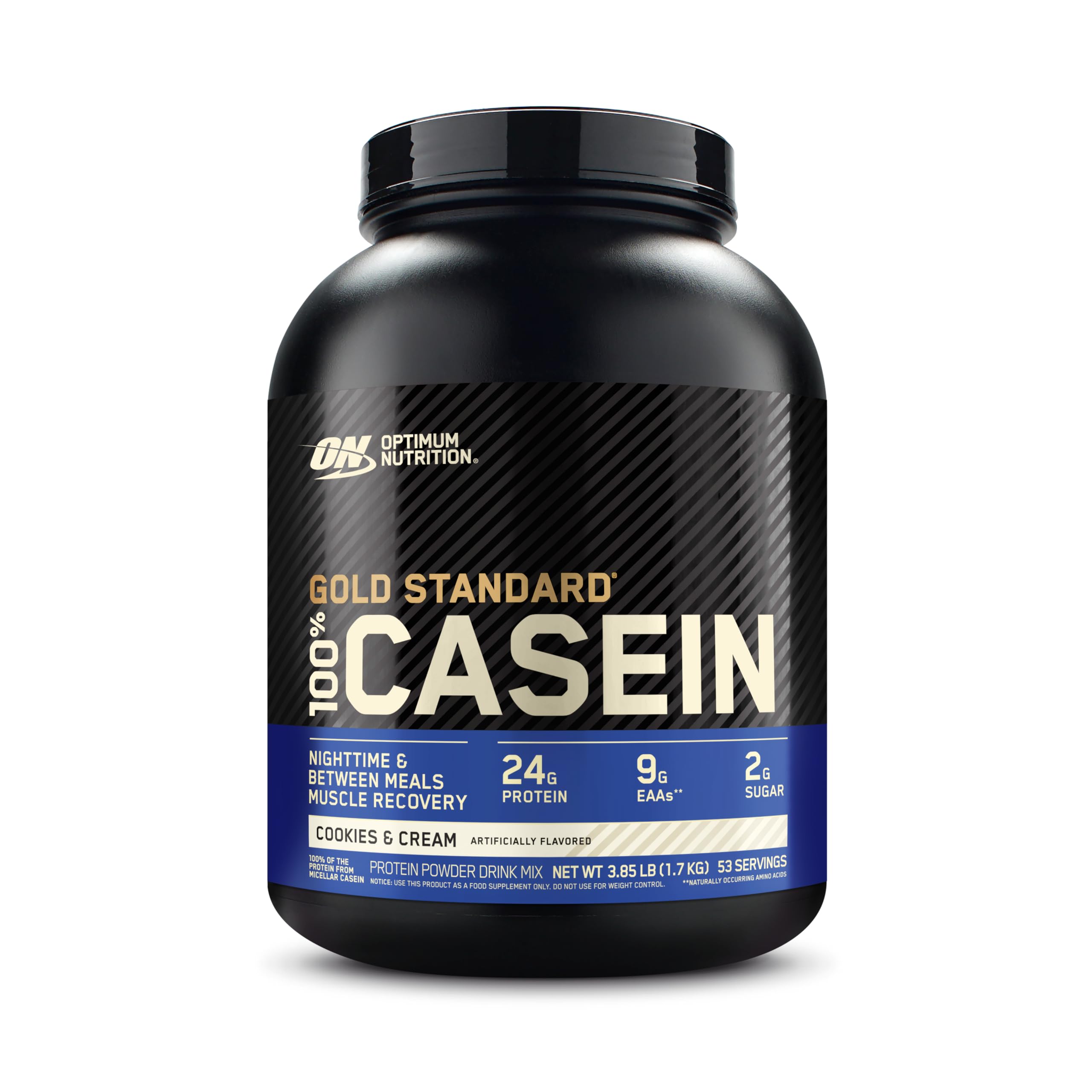 Optimum Nutrition frente del envase mostrando el diseño y cantidad