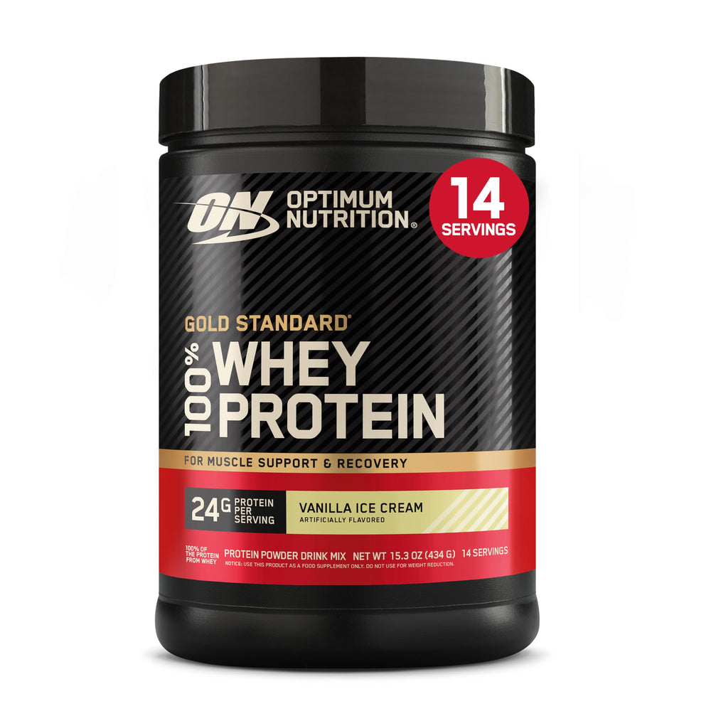 Optimum Nutrition frente del envase mostrando diseño y beneficio práctico