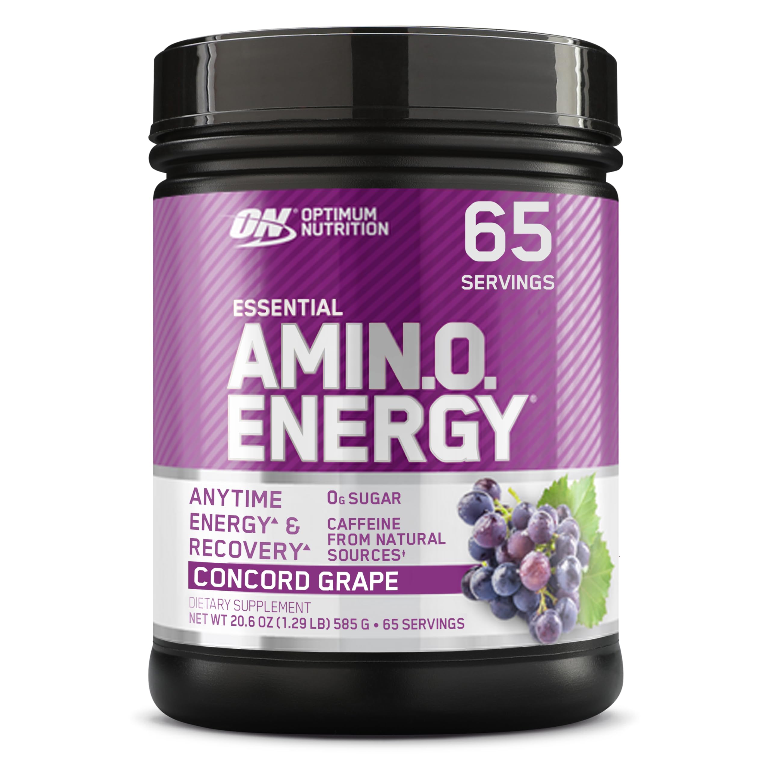 Optimum Nutrition envase frontal Concord Grape mostrando marca y servicio