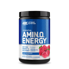 Optimum Nutrition envase frontal Blue Raspberry mostrando etiqueta clara y beneficios