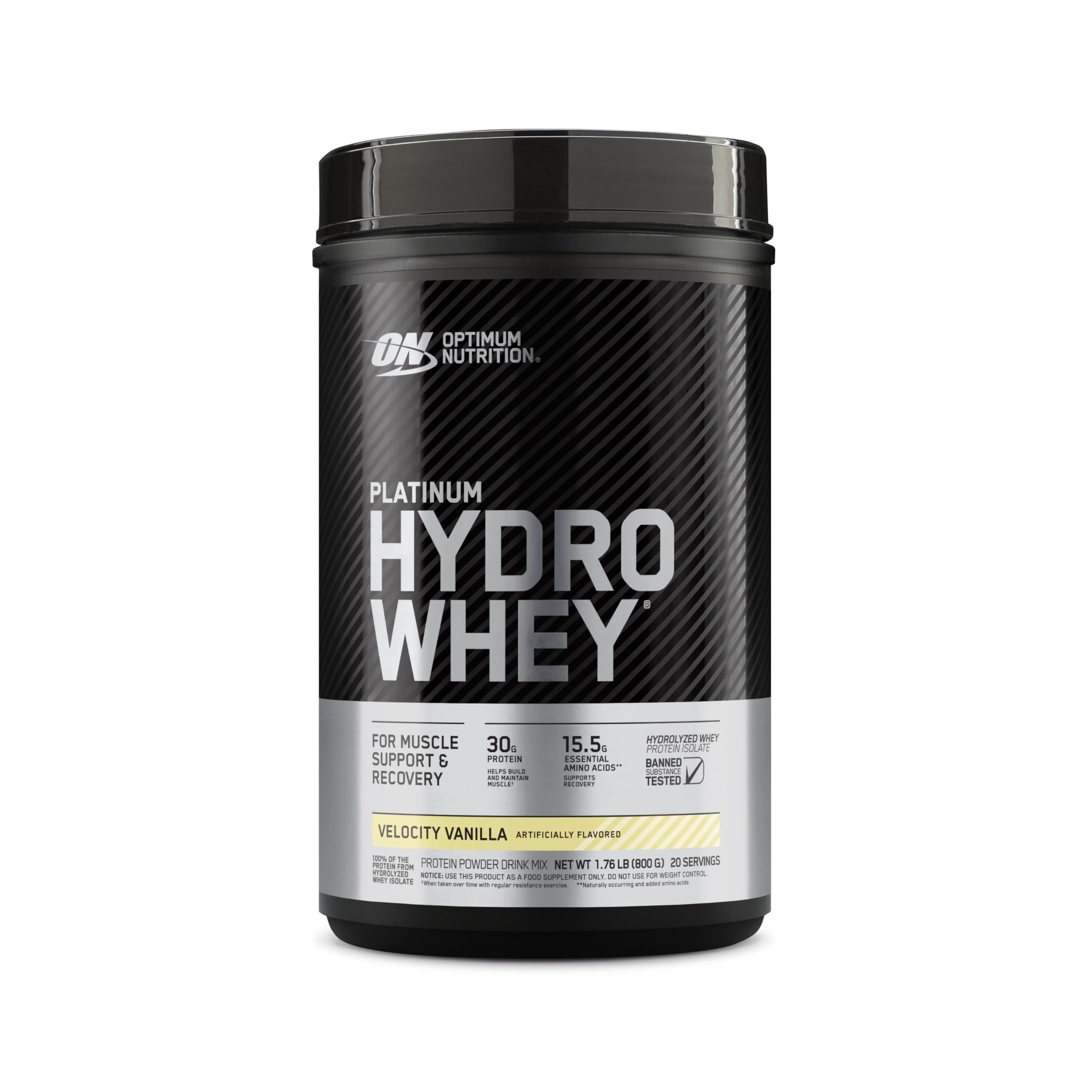 Optimum Nutrition frontal del envase mostrando la marca y beneficio de pureza