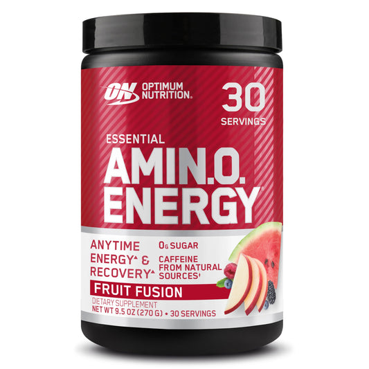 Optimum Nutrition envase frontal mostrando sabor Fruit Fusion y calidad